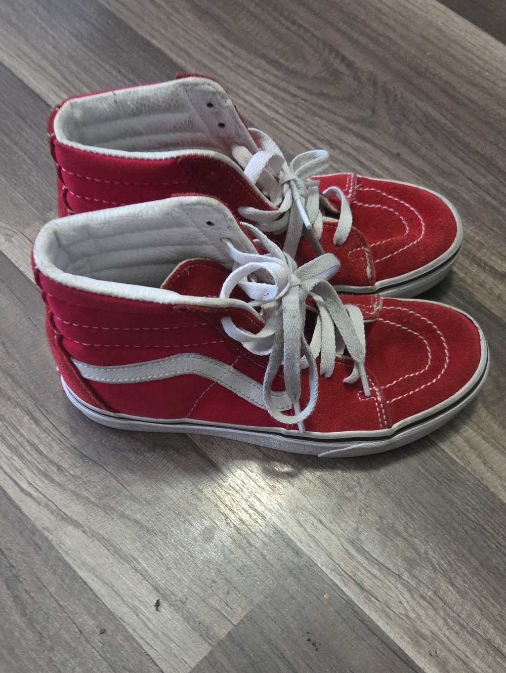 Vans Kids Red and White High-Top Skate Sneakers Size Boys 3.5 Girls Size 5